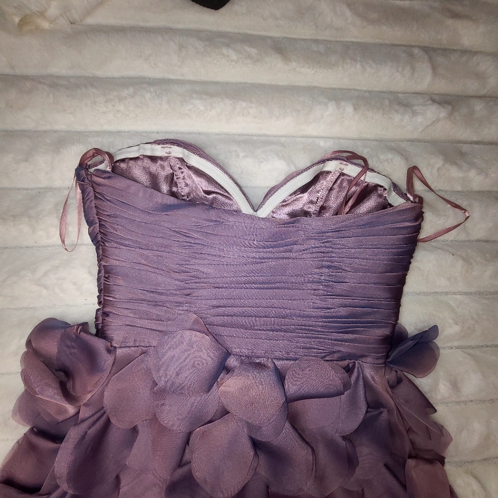 Purple Ruffled Tiered Sweetheart Mini Dress - Picture 8 of 13